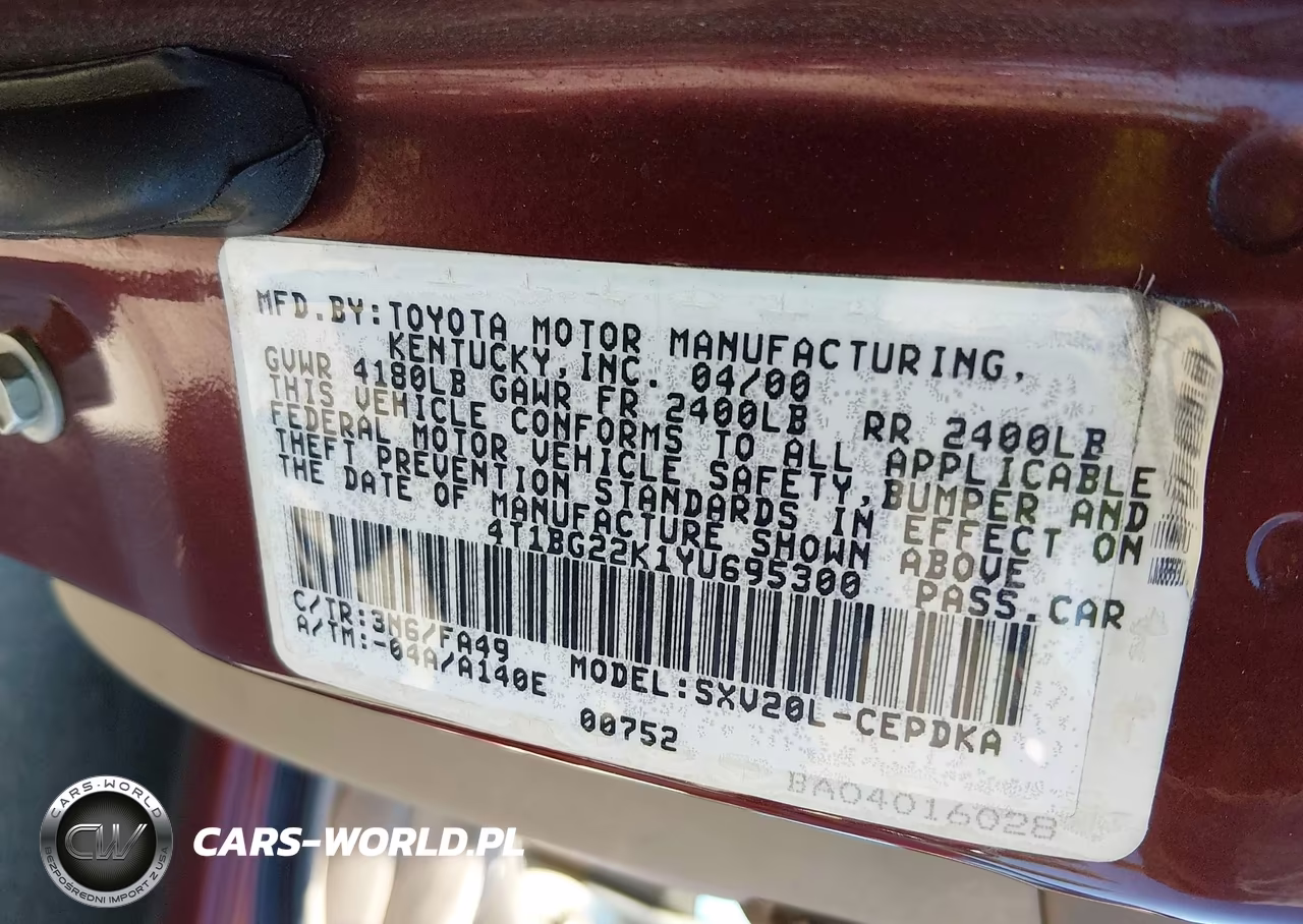 2000 Toyota Camry Ce VIN:4T1BG22K1YU695300 - 9