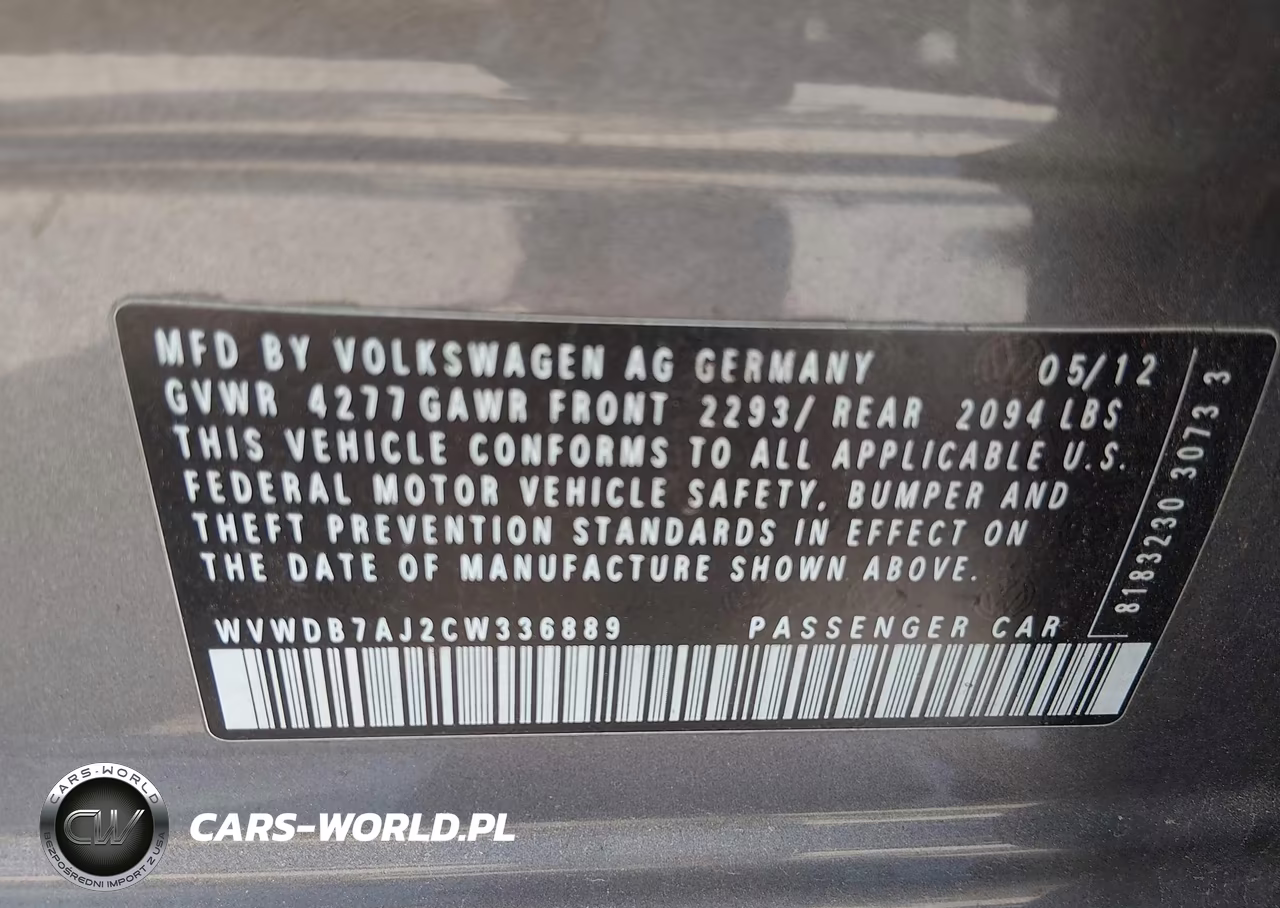 2012 Volkswagen Golf 2.5L 4-Door VIN:WVWDB7AJ2CW336889 - 9