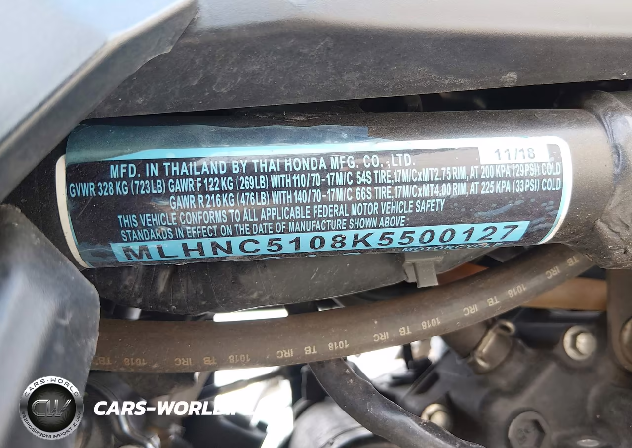 2019 Honda Cbr300 R VIN:MLHNC5108K5500127 - 10
