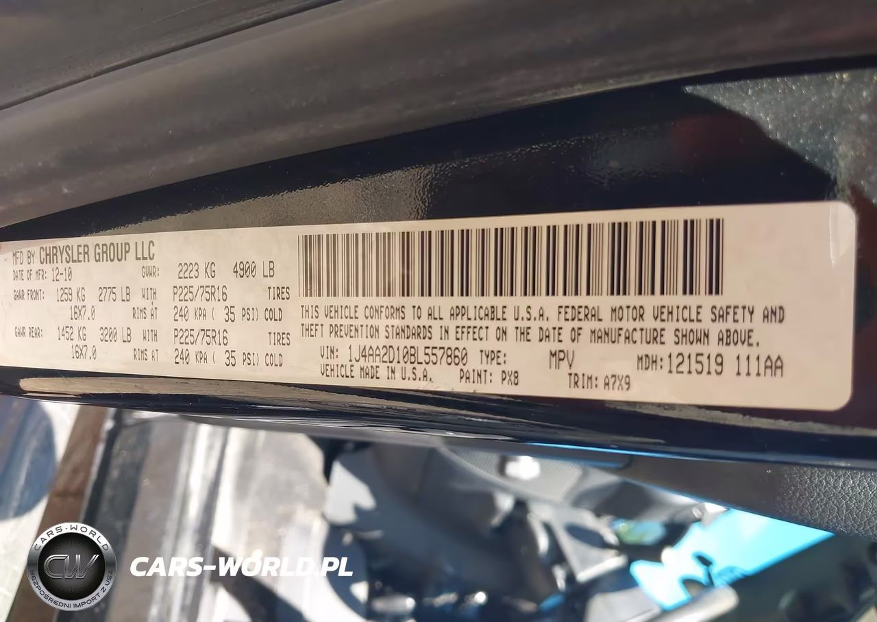 2011 Jeep Wrangler Sport VIN:1J4AA2D10BL557860 - 9