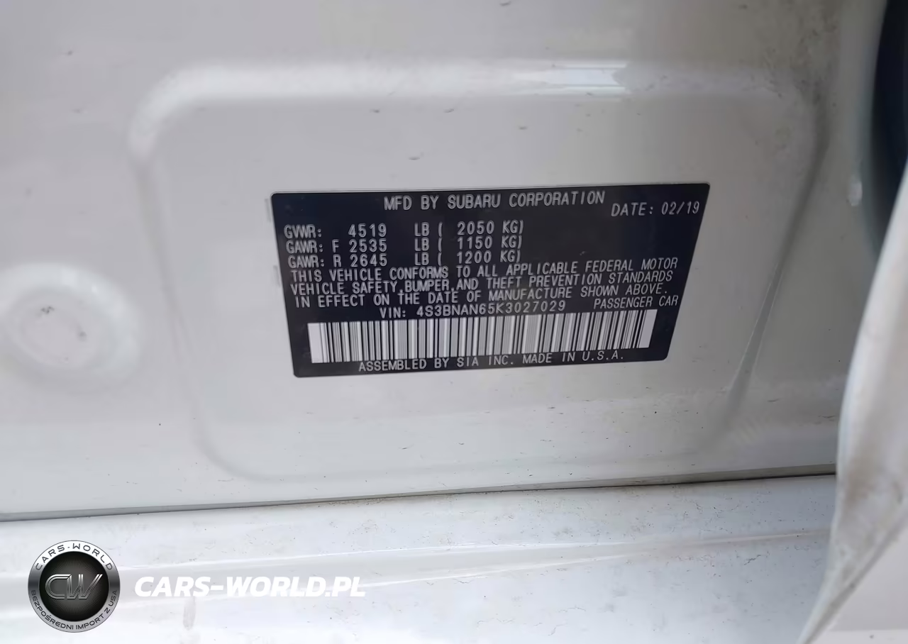 2019 Subaru Legacy 2.5I Limited VIN:4S3BNAN65K3027029 - 9