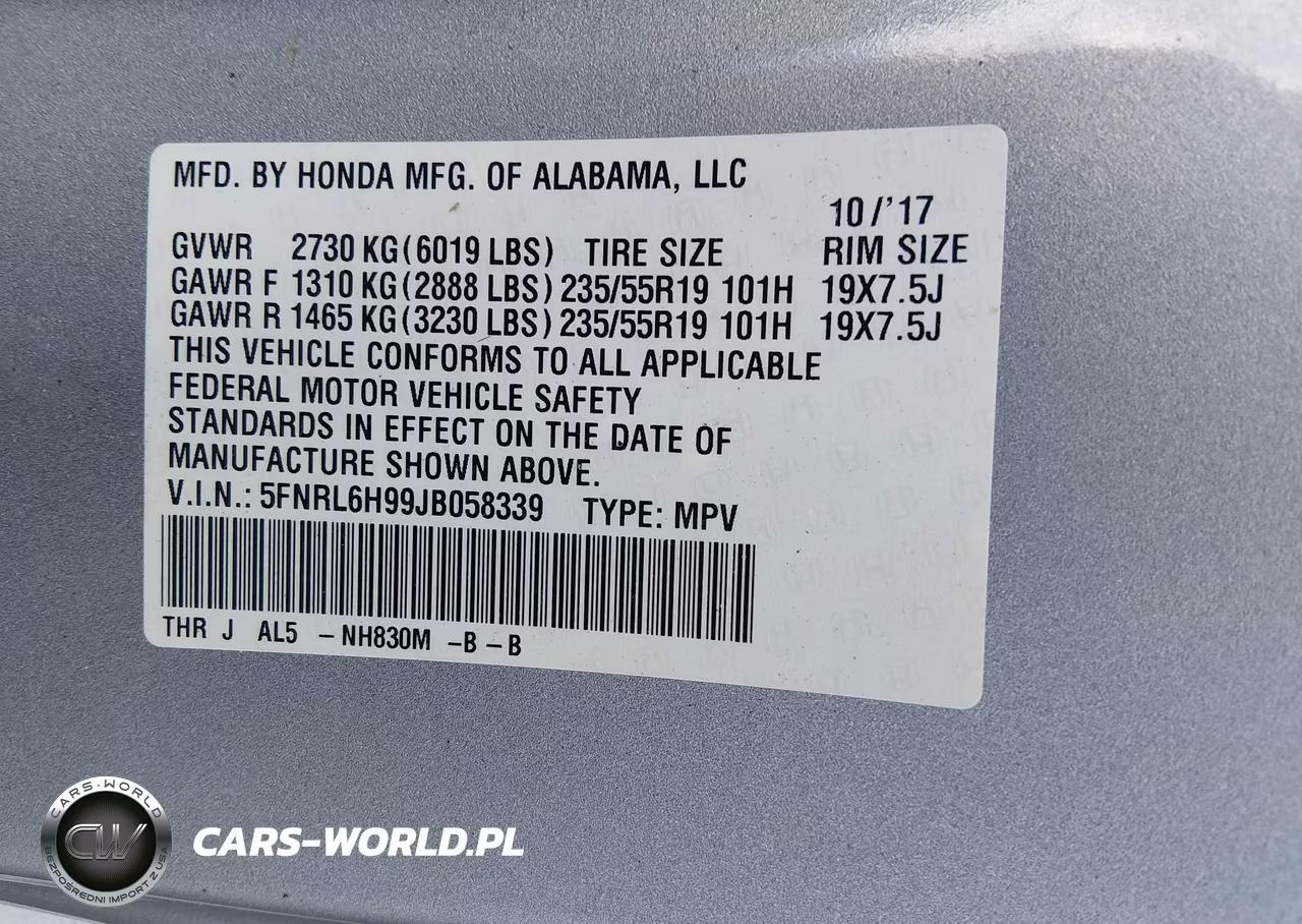 2018 Honda Odyssey Elite VIN:5FNRL6H99JB058339 - 9
