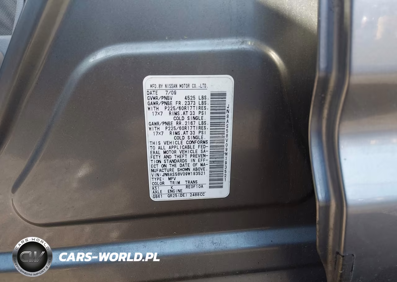 2009 Nissan Rogue Sl VIN:JN8AS58V09W193521 - 9