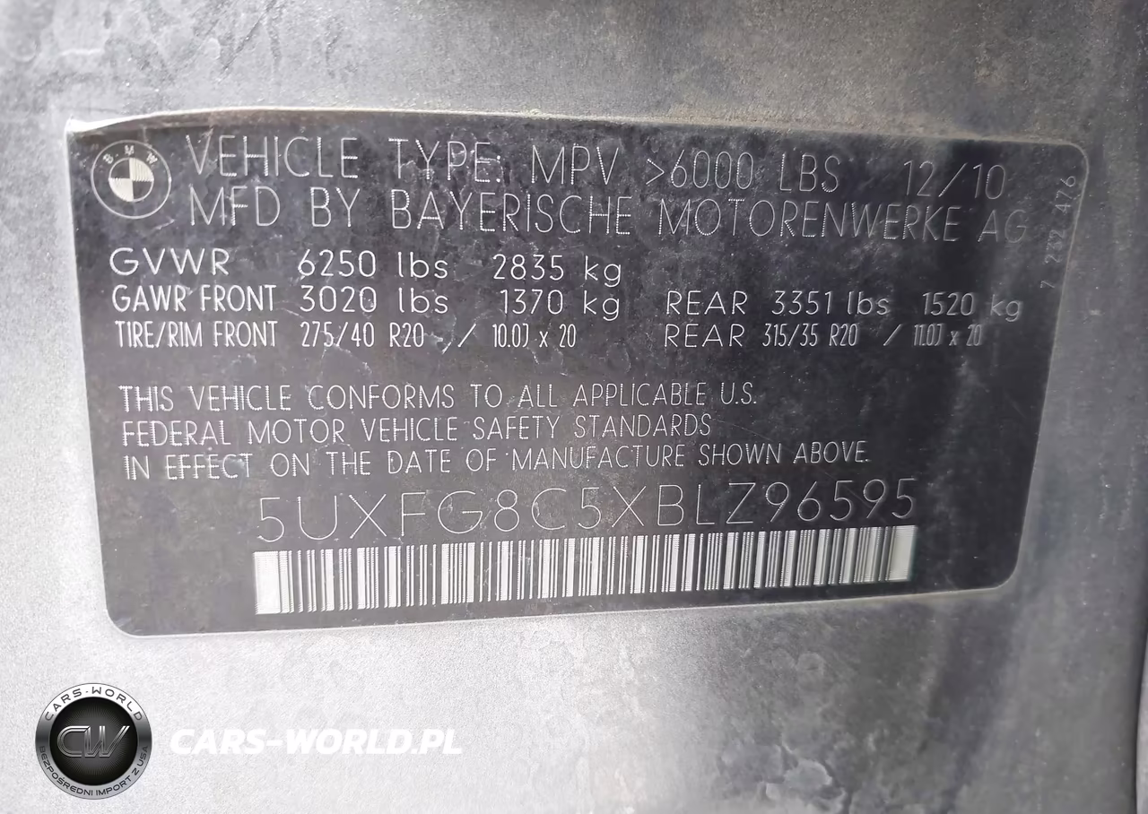 2011 BMW X6 xDrive50I VIN:5UXFG8C5XBLZ96595 - 9