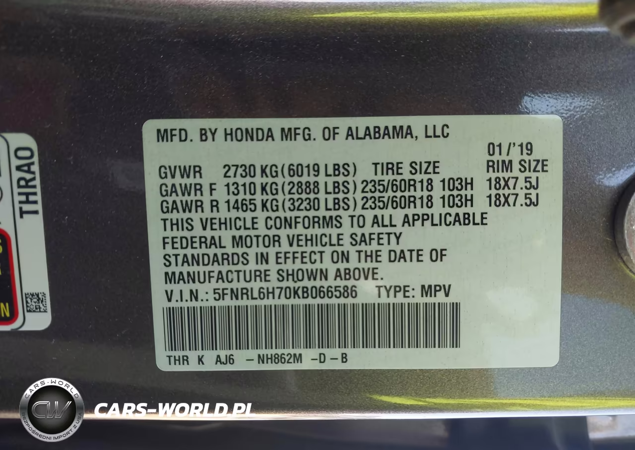 2019 Honda Odyssey Ex-L VIN:5FNRL6H70KB066586 - 9
