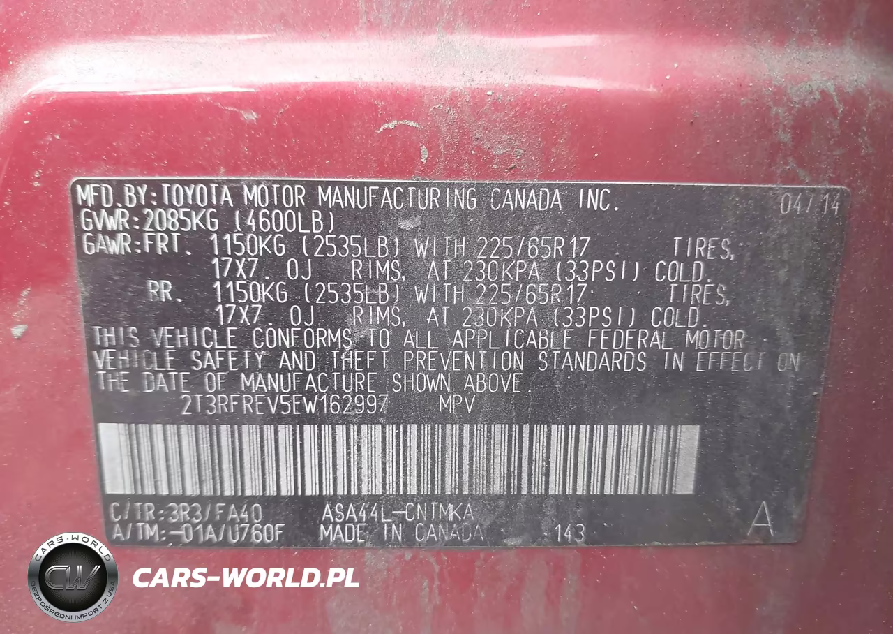 2014 Toyota Rav4 Xle VIN:2T3RFREV5EW162997 - 9