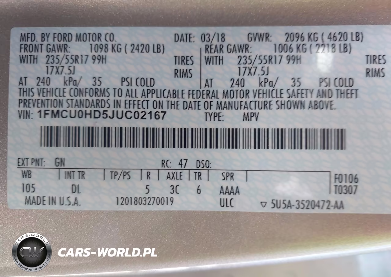 2018 Ford Escape Sel VIN:1FMCU0HD5JUC02167 - 9