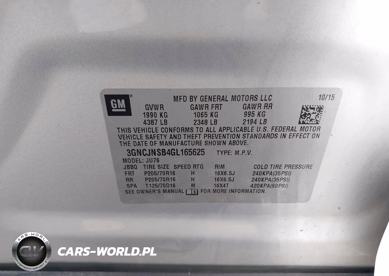 2016 Chevrolet Trax 1Ls VIN:3GNCJNSB4GL165625 - 9