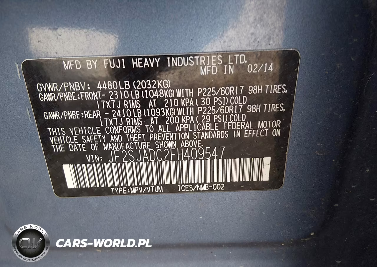 2015 Subaru Forester 2.5I Premium VIN:JF2SJADC2FH409547 - 9