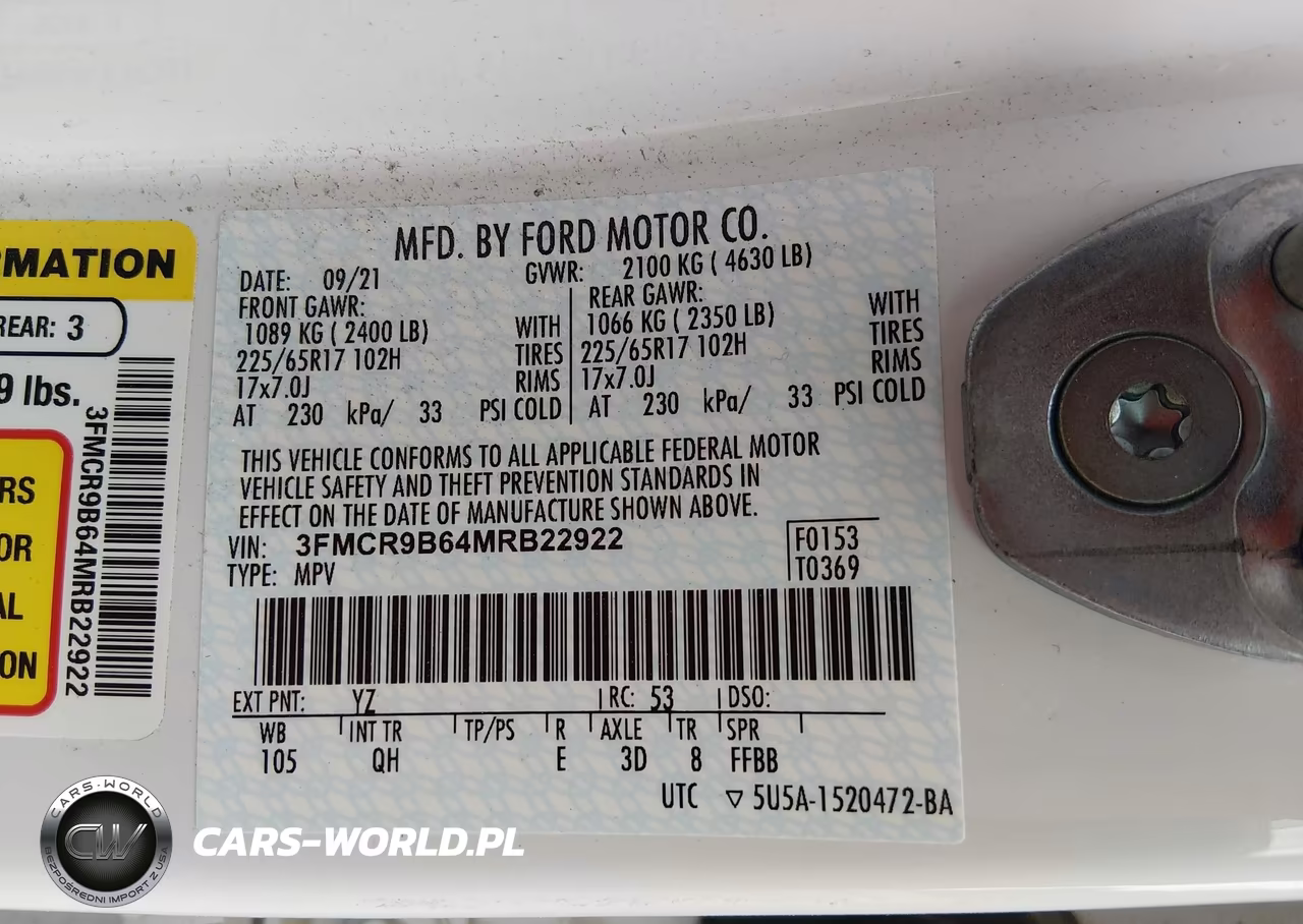 2021 Ford Bronco Sport Big Bend VIN:3FMCR9B64MRB22922 - 9