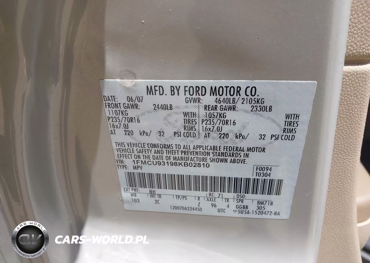 2008 Ford Escape Xlt VIN:1FMCU93198KB02810 - 9