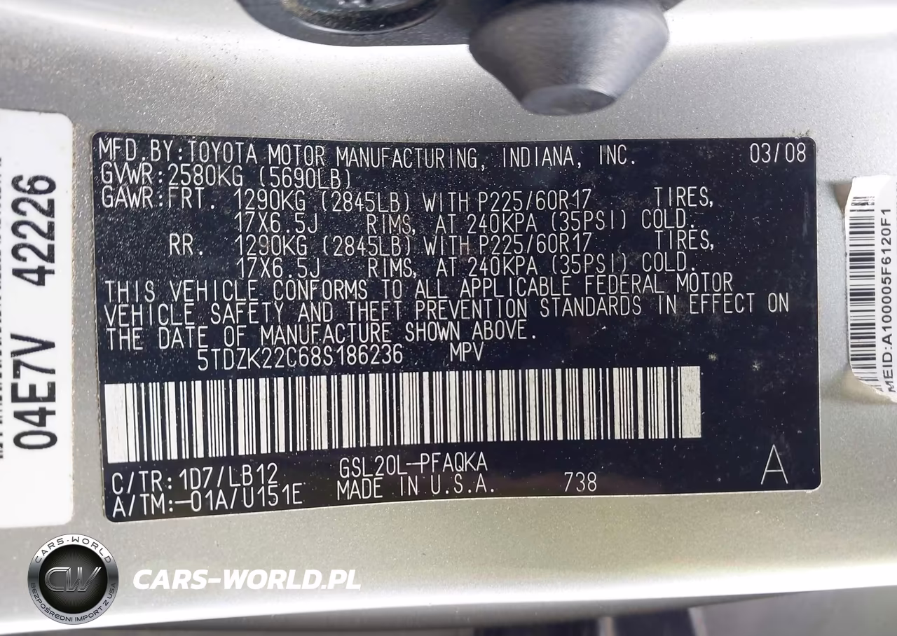 2008 Toyota Sienna Limited VIN:5TDZK22C68S186236 - 9