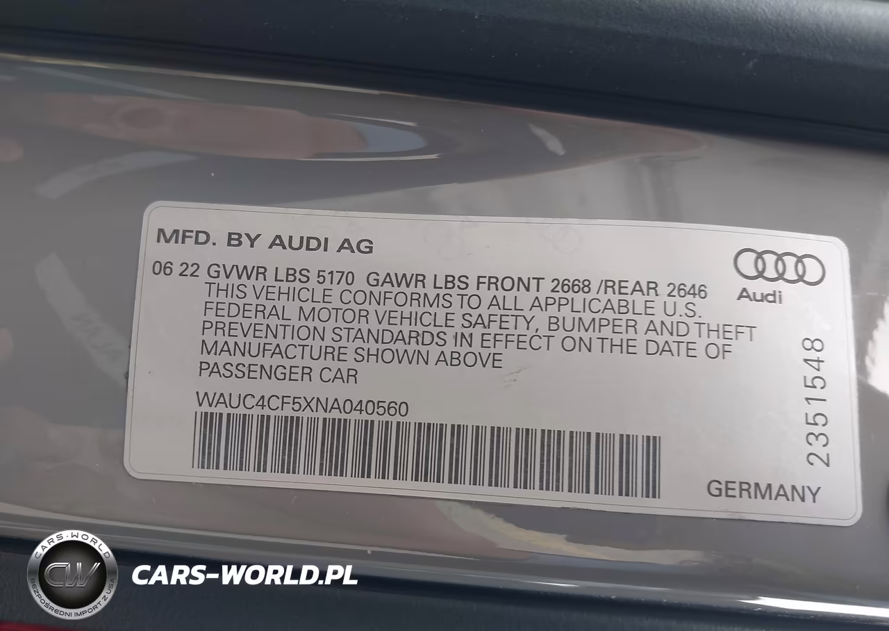 2022 Audi S5 Sportback Premium Plus Tfsi Quattro Tiptronic VIN:WAUC4CF5XNA040560 - 9