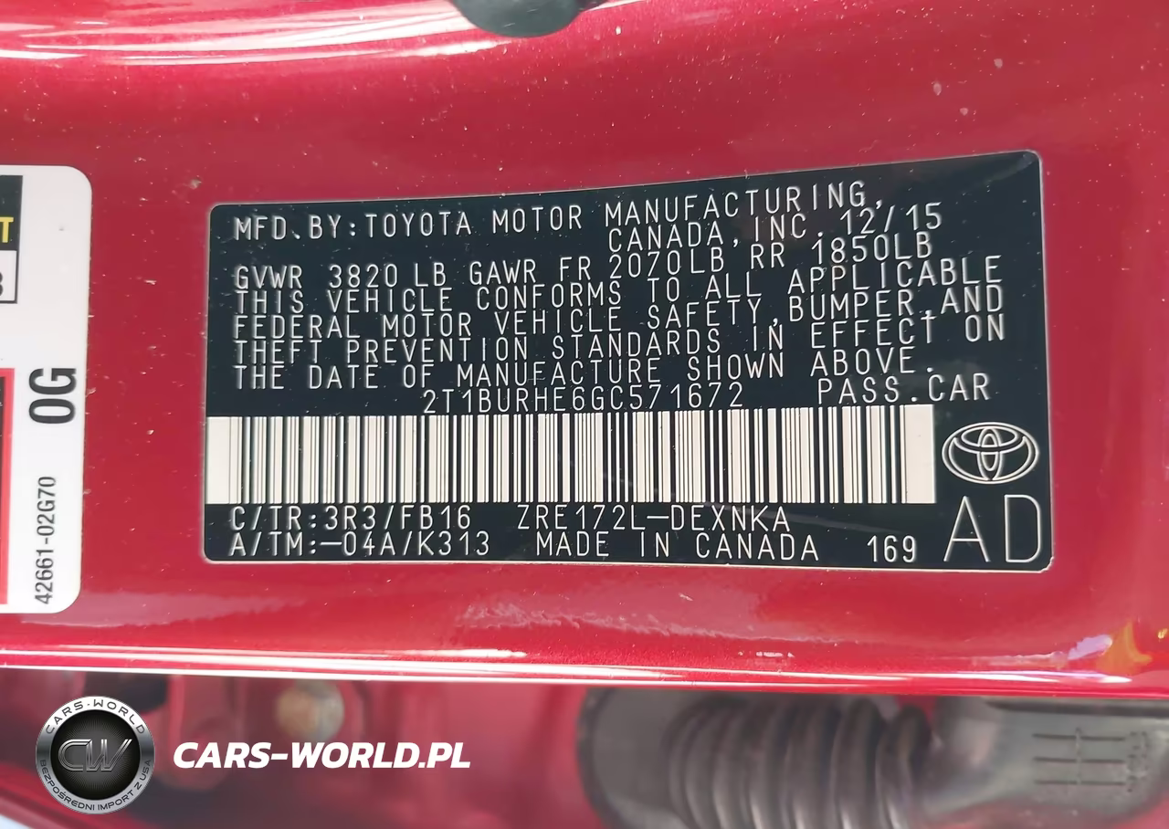 2016 Toyota Corolla Le VIN:2T1BURHE6GC571672 - 9