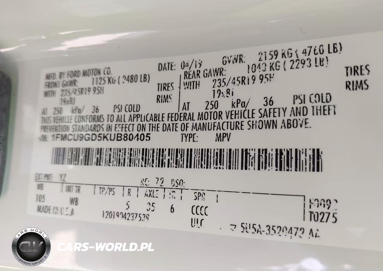 2019 Ford Escape Se VIN:1FMCU9GD5KUB80405 - 9