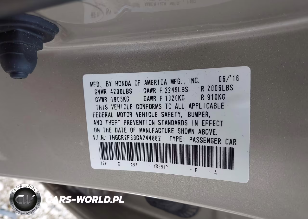 2016 Honda Accord Lx VIN:1HGCR2F39GA244882 - 9