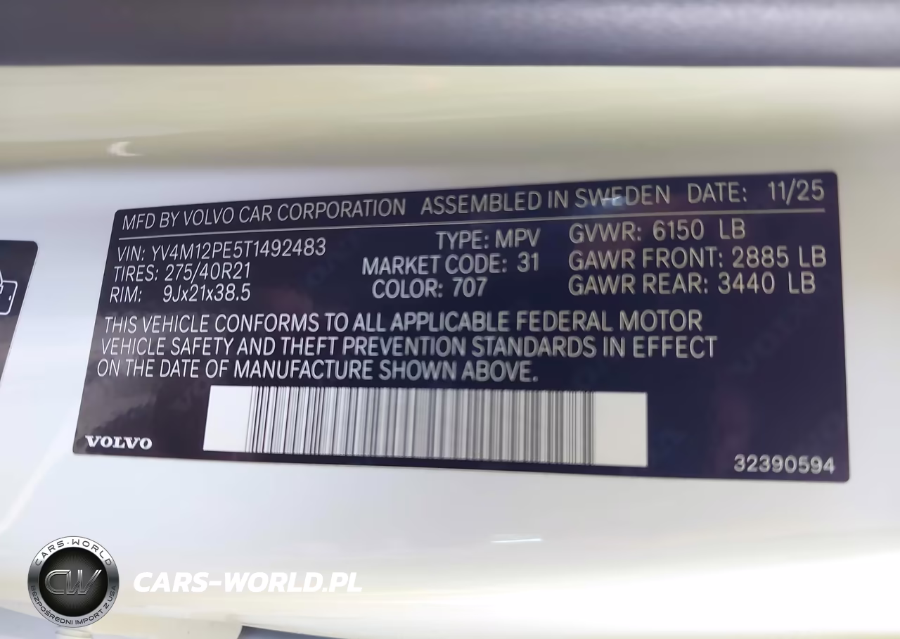 2026 Volvo Xc90 Plus, B5 Awd Gas (Mild Hybrid), Gasoline, Bright, 7 Seats VIN:YV4M12PE5T1492483 - 9
