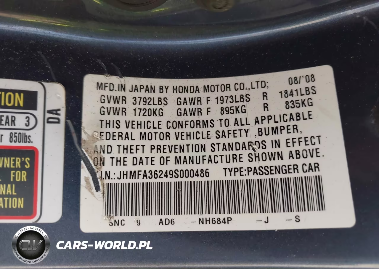 2009 Honda Civic Hybrid VIN:JHMFA36249S000486 - 9