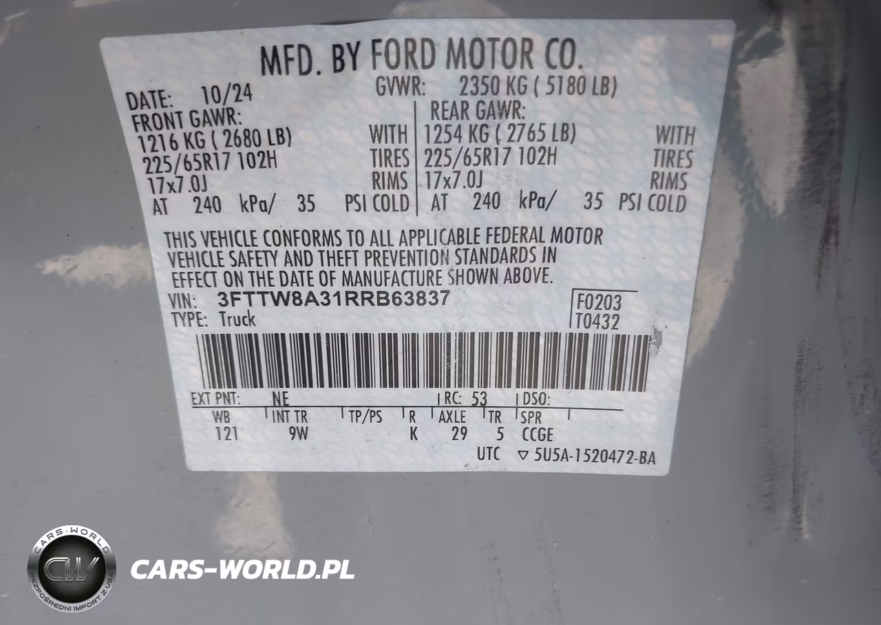 2024 Ford Maverick Xl VIN:3FTTW8A31RRB63837 - 9