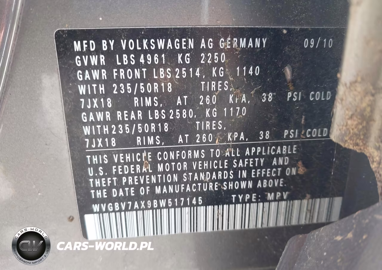 2011 Volkswagen Tiguan Se VIN:WVGBV7AX9BW517145 - 9