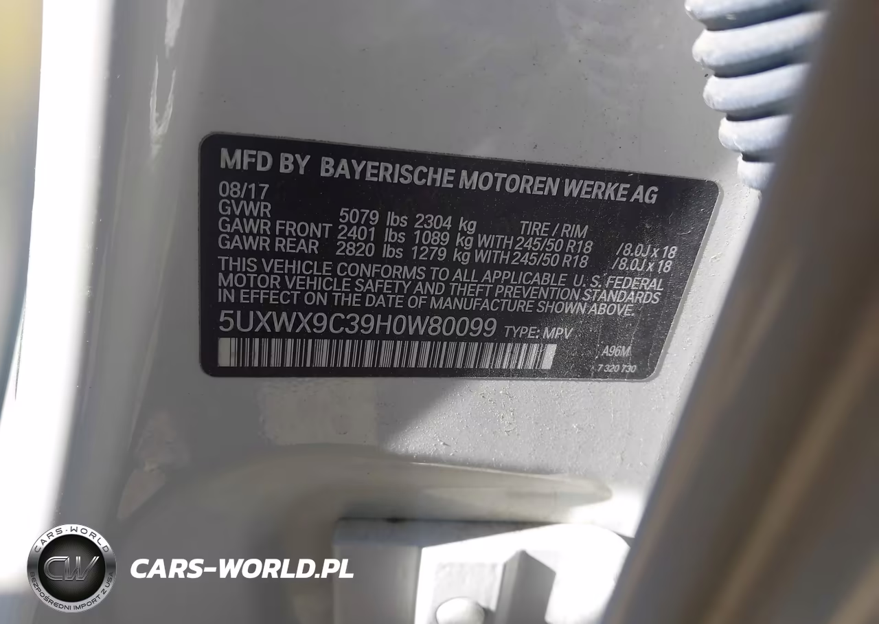 2017 BMW X3 xDrive28I VIN:5UXWX9C39H0W80099 - 9