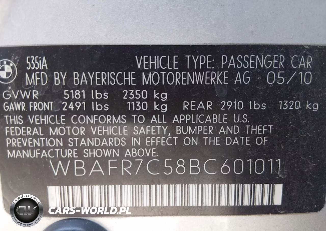 2011 BMW 535I VIN:WBAFR7C58BC601011 - 9