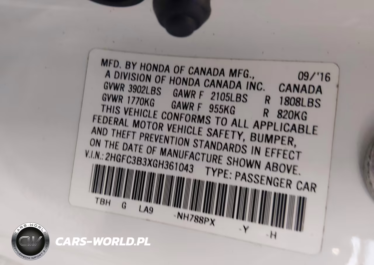 2016 Honda Civic Ex-T VIN:2HGFC3B3XGH361043 - 9