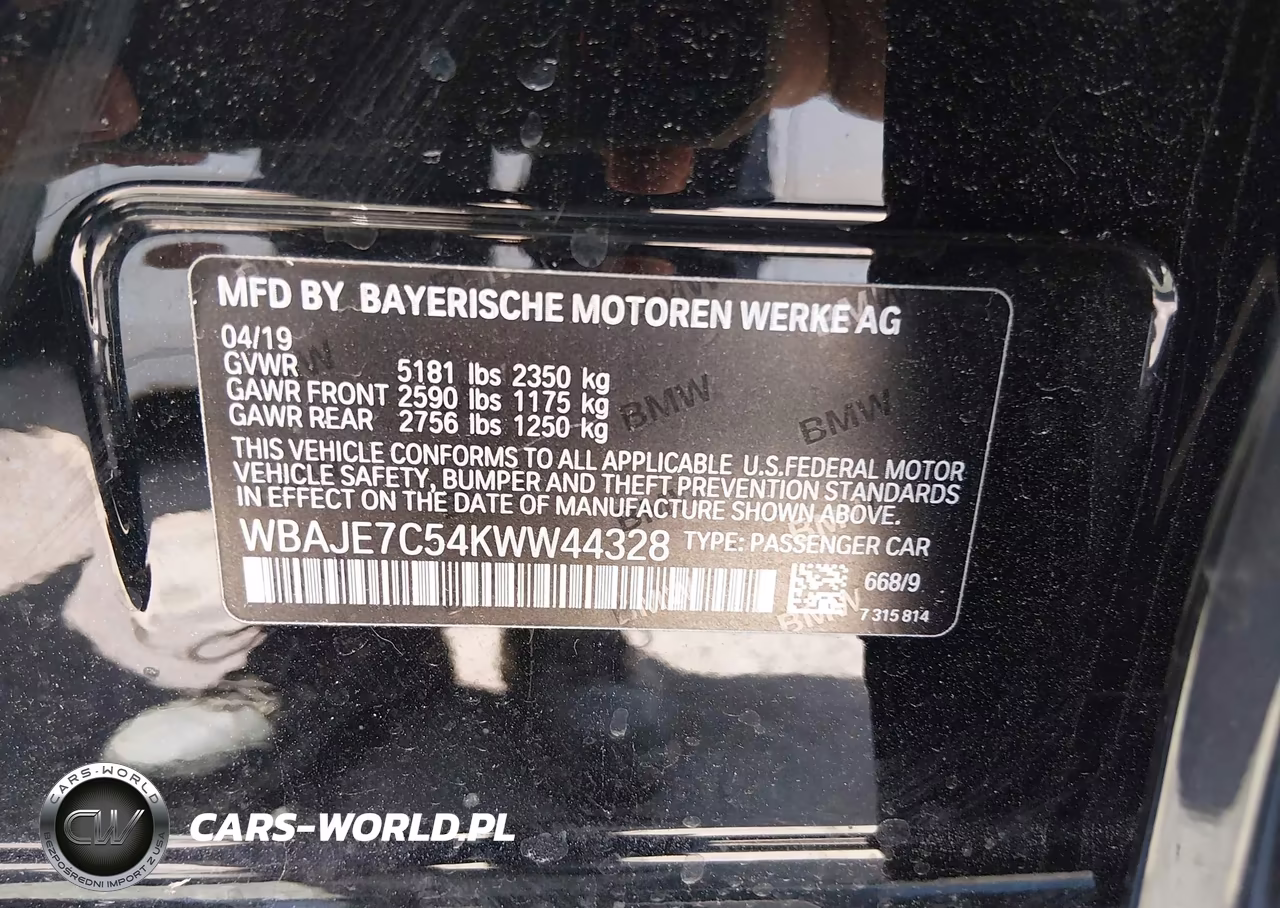 2019 BMW 540I xDrive VIN:WBAJE7C54KWW44328 - 9