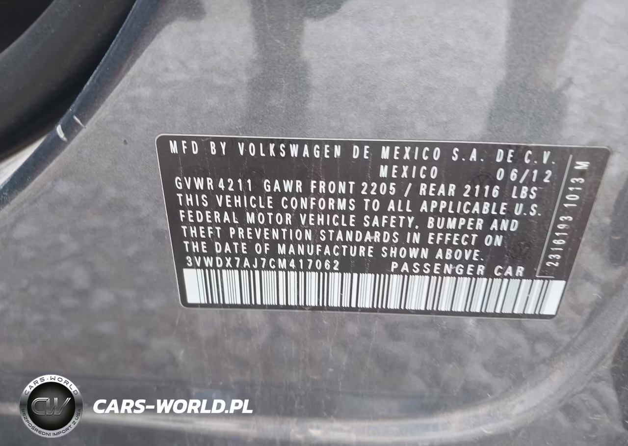 2012 Volkswagen Jetta 2.5L Se VIN:3VWDX7AJ7CM417062 - 9