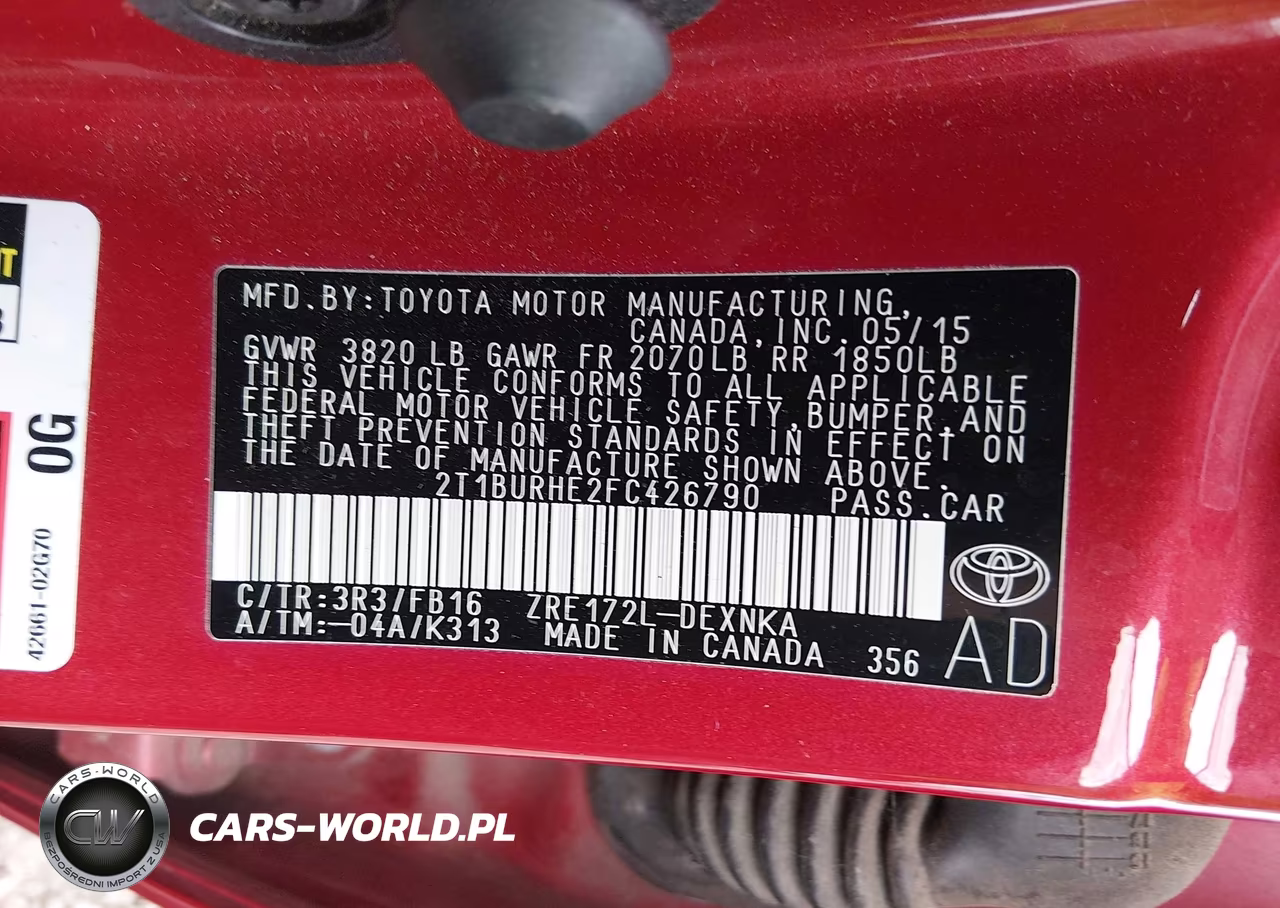 2015 Toyota Corolla Le VIN:2T1BURHE2FC426790 - 9