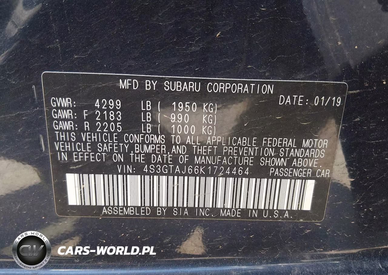 2019 Subaru Impreza 2.0I Sport VIN:4S3GTAJ66K1724464 - 9