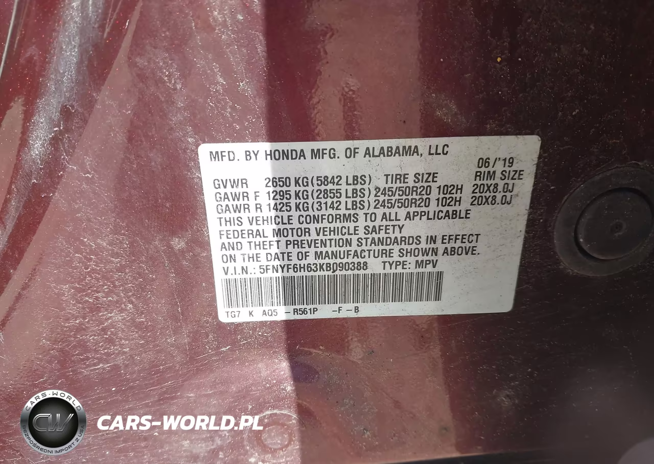 2019 Honda Pilot Touring VIN:5FNYF6H63KB090388 - 9