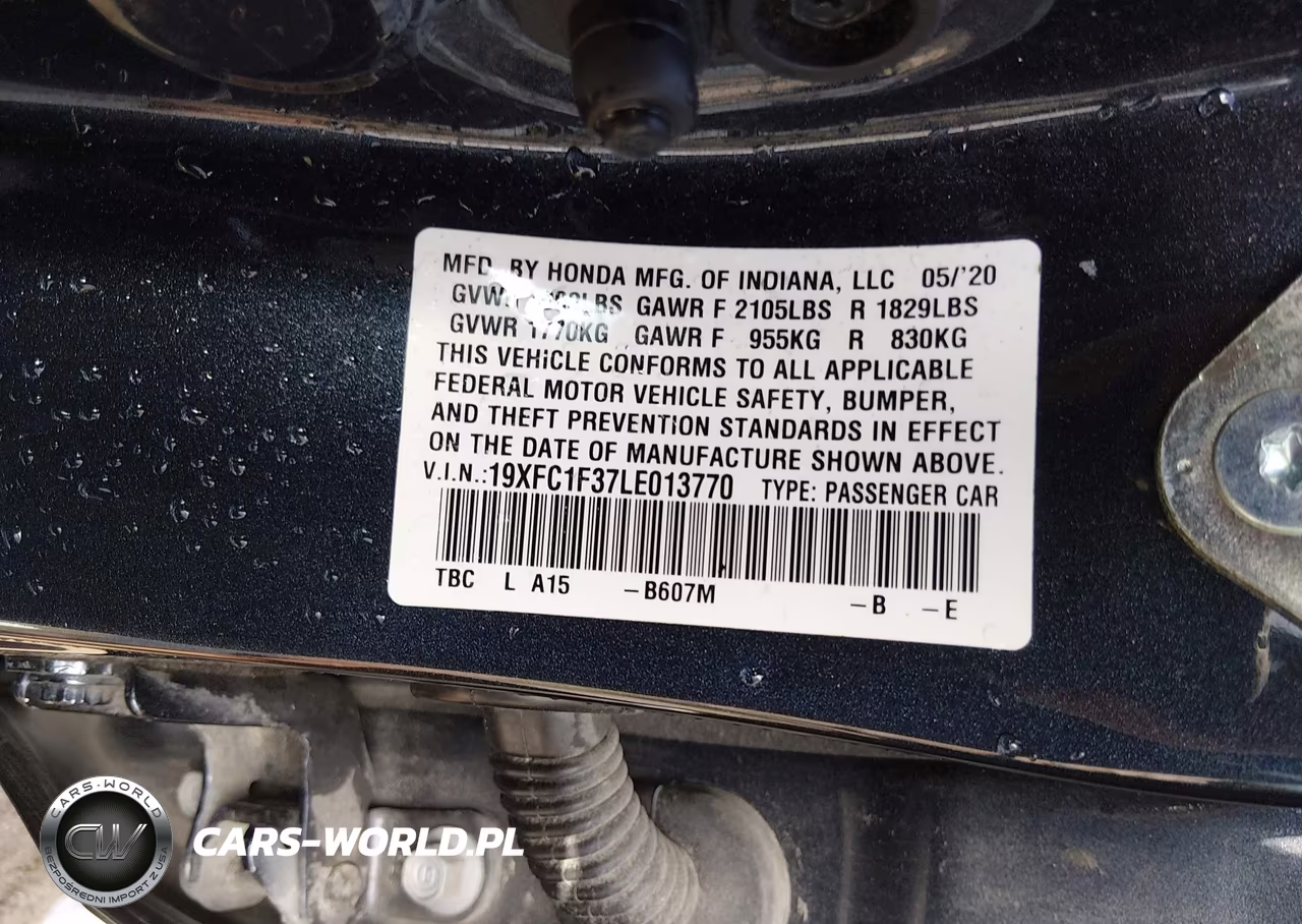 2020 Honda Civic Ex VIN:19XFC1F37LE013770 - 9