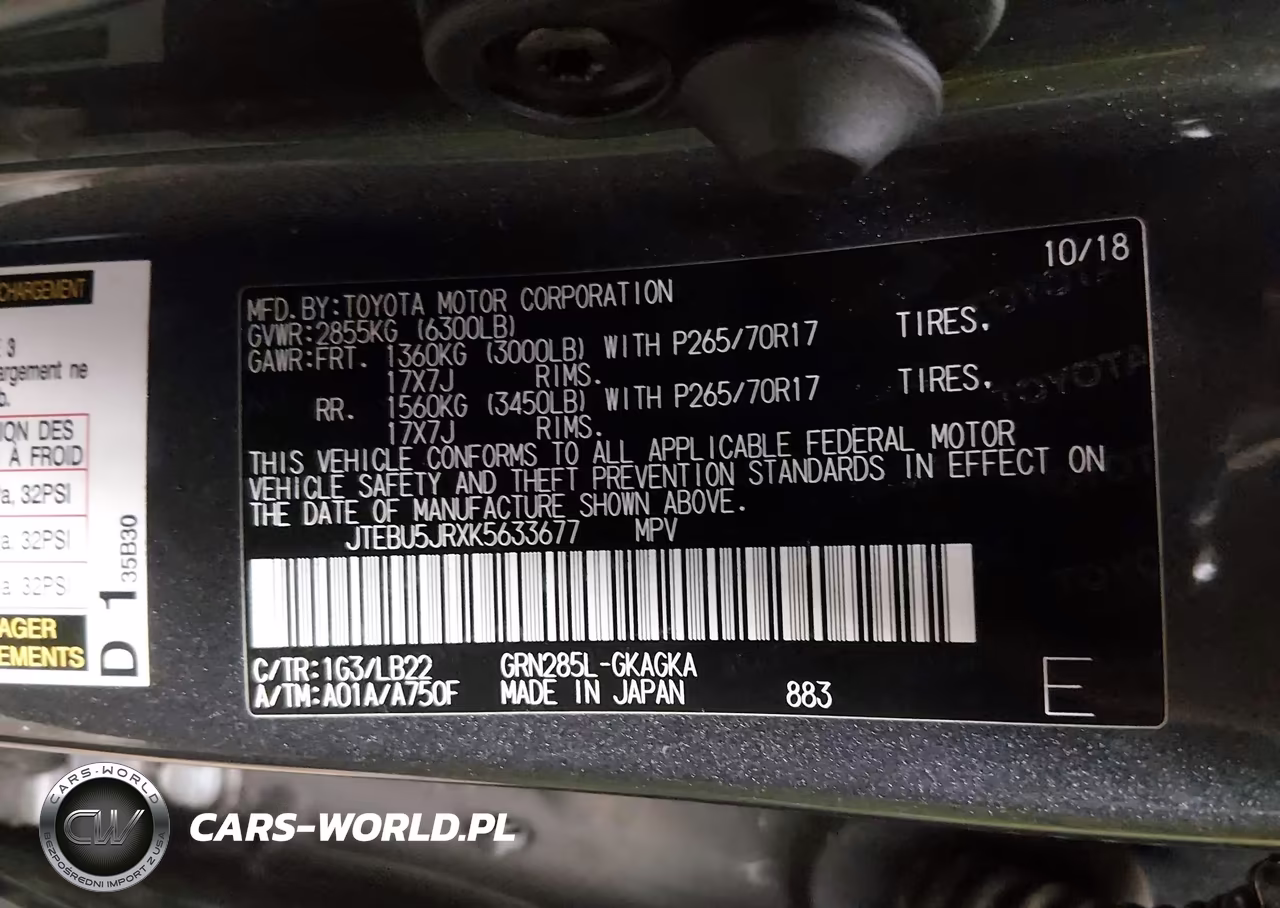 2019 Toyota 4Runner Sr5 Premium VIN:JTEBU5JRXK5633677 - 9