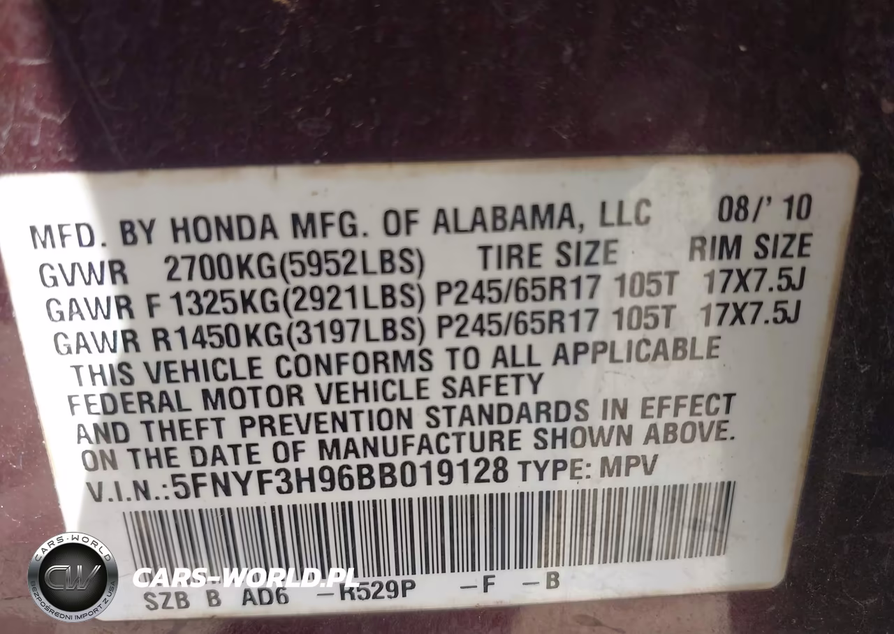 2011 Honda Pilot Touring VIN:5FNYF3H96BB019128 - 9