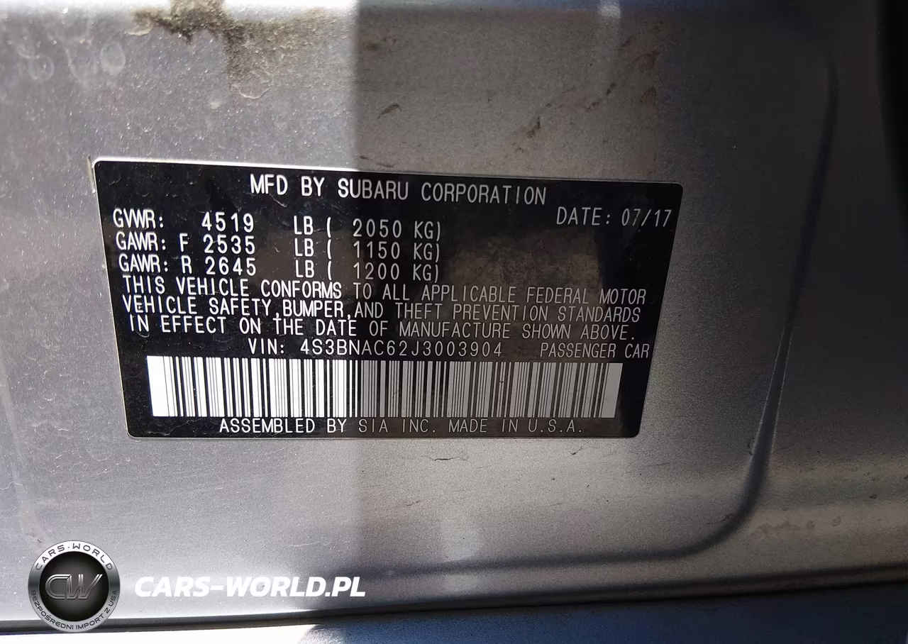 2018 Subaru Legacy 2.5I Premium VIN:4S3BNAC62J3003904 - 9