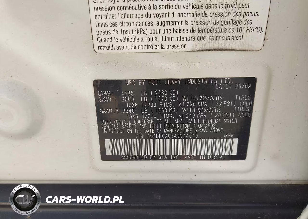 2010 Subaru Outback 2.5I VIN:4S4BRCAC5A3314019 - 9