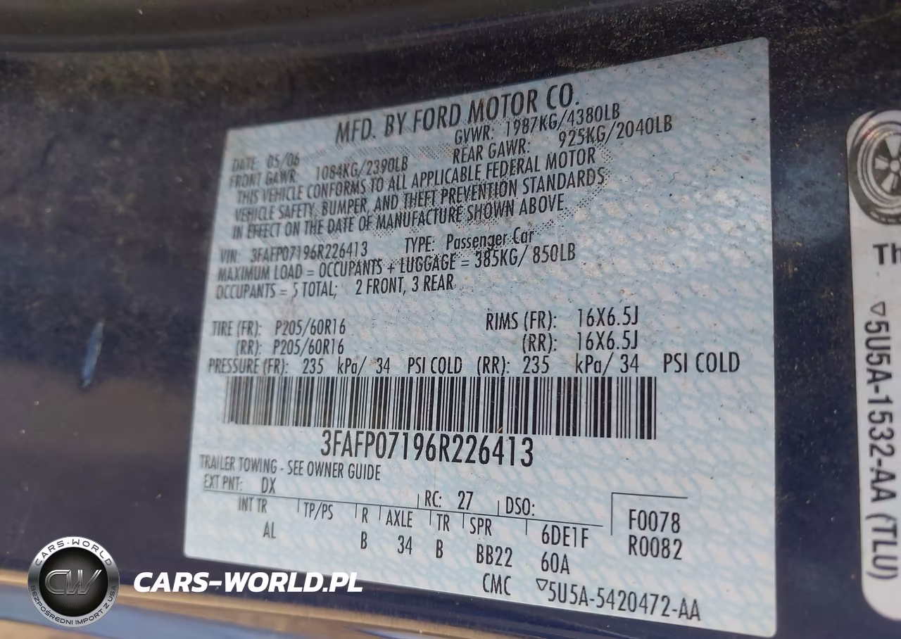 2006 Ford Fusion Se VIN:3FAFP07196R226413 - 9