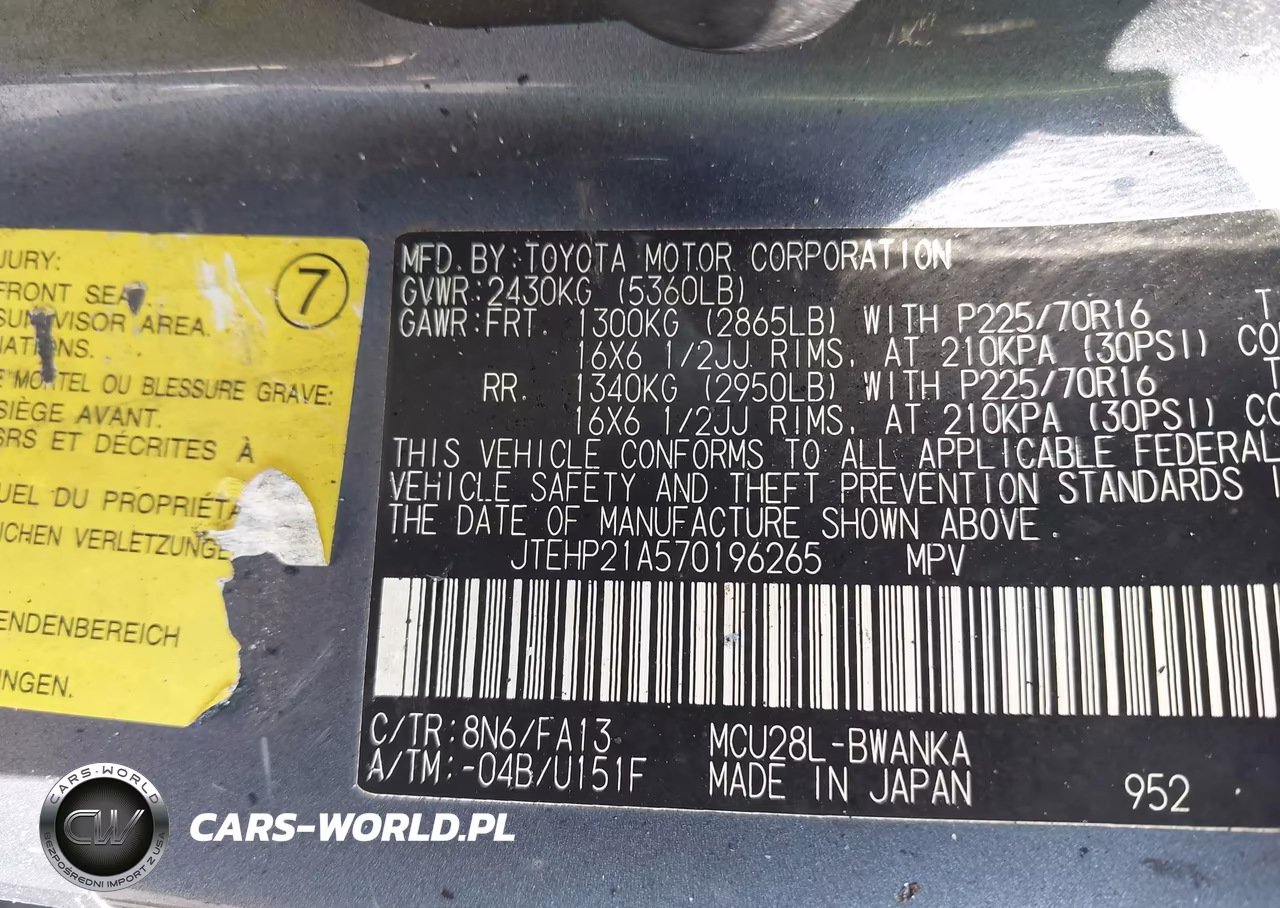 2007 Toyota Highlander V6 VIN:JTEHP21A570196265 - 9