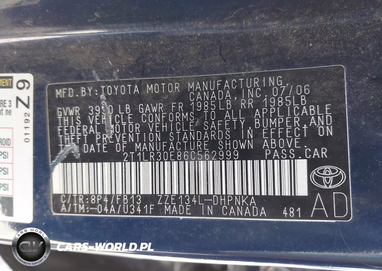 2006 Toyota Matrix Xr VIN:2T1LR30E86C562999 - 9