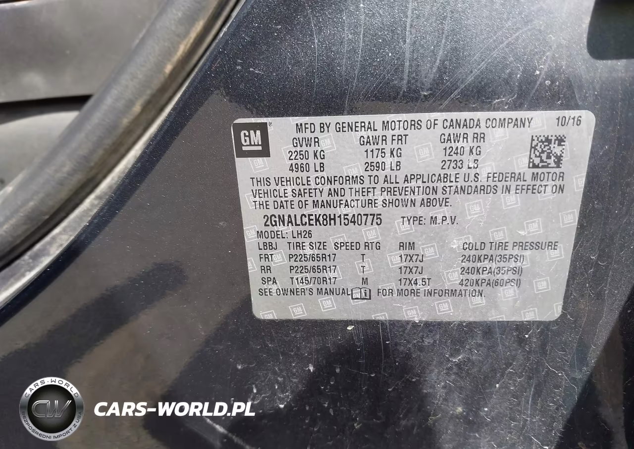 2017 Chevrolet Equinox Lt VIN:2GNALCEK8H1540775 - 9