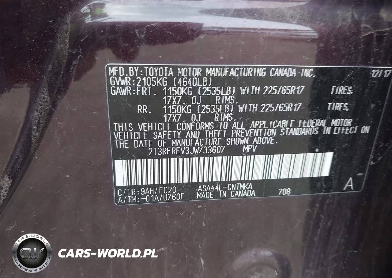 2018 Toyota Rav4 Xle VIN:2T3RFREV3JW733607 - 9