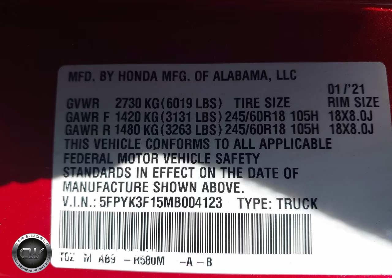 2021 Honda Ridgeline Awd Sport VIN:5FPYK3F15MB004123 - 9
