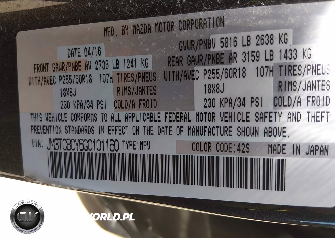 2016 Mazda Cx-9 Touring VIN:JM3TCBCY6G0101160 - 9