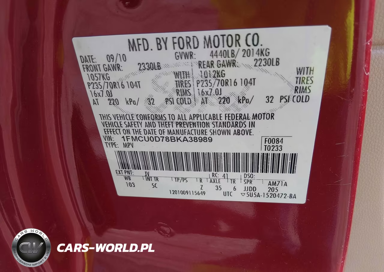 2011 Ford Escape Xlt VIN:1FMCU0D78BKA38989 - 9