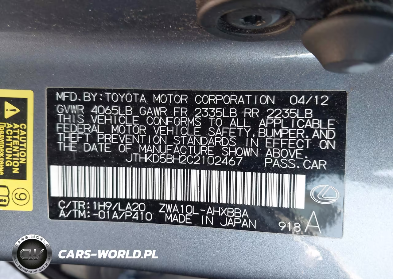 2012 Lexus Ct 200H Premium VIN:JTHKD5BH2C2102467 - 9
