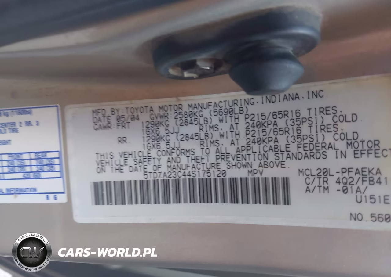 2004 Toyota Sienna Le VIN:5TDZA23C44S175120 - 9