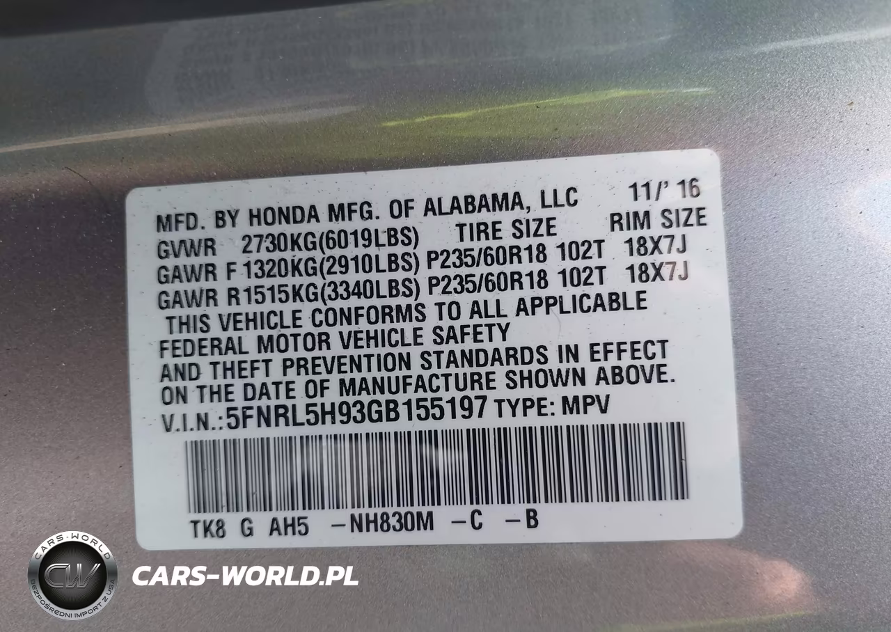 2016 Honda Odyssey Touring-Touring Elite VIN:5FNRL5H93GB155197 - 9