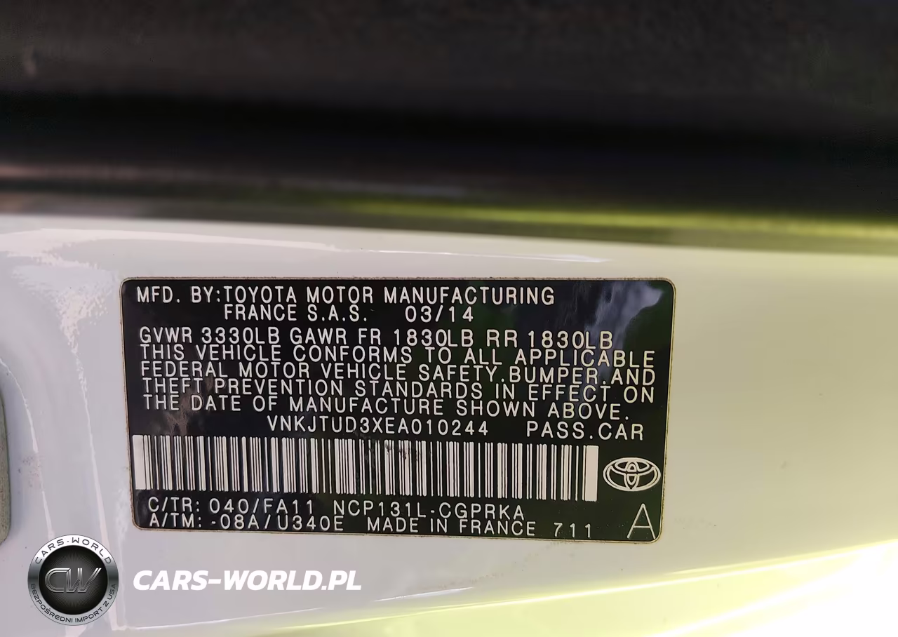 2014 Toyota Yaris L (Tmmf Plant) VIN:VNKJTUD3XEA010244 - 9