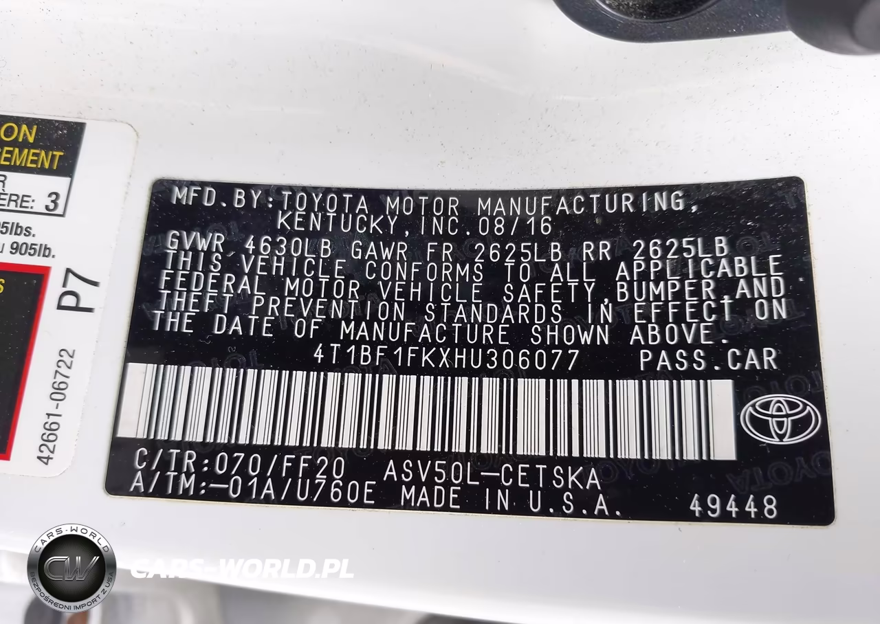 2017 Toyota Camry Se VIN:4T1BF1FKXHU306077 - 9